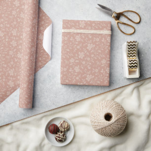 Papier Cadeau Florales de crème vintage - Élégant romantique