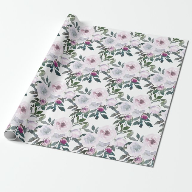 Papier Cadeau Florales printanières romantiques | Aquarelle (Déroulé)