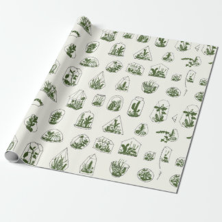 Papier Cadeau Florarium géométrique avec motif succulent.