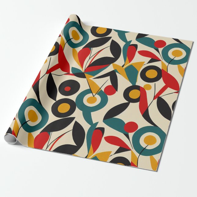 Papier Cadeau Floraux Abstraits (Déroulé)
