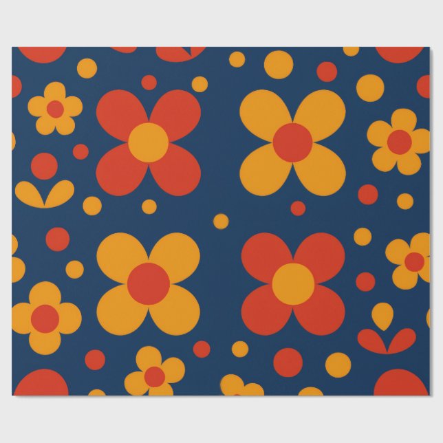Papier Cadeau Floraux géométriques (Plat)