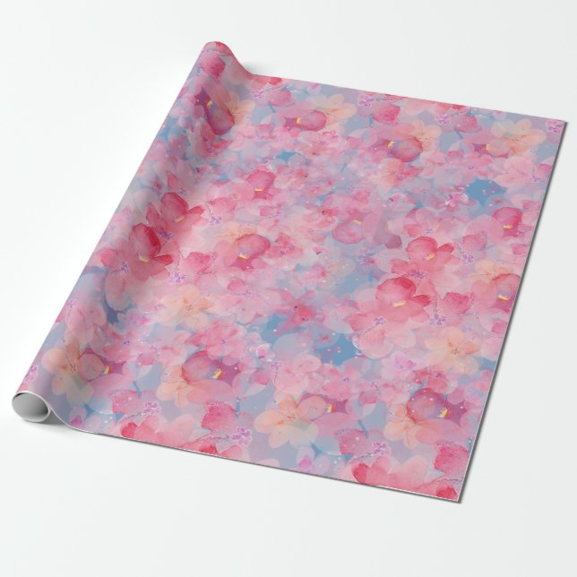 Papier Cadeau Flore aquarelle (Déroulé)