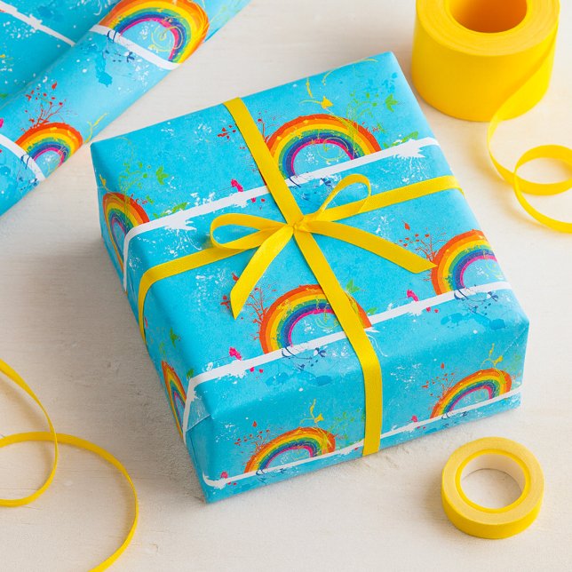 Papier Cadeau Flore arc-en-ciel Abstraite et plaque de peinture (Créateur téléchargé)