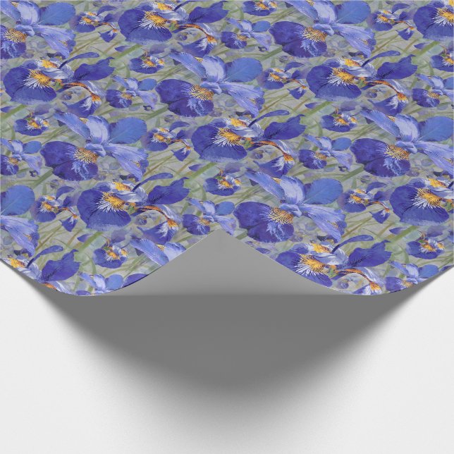 Papier Cadeau Flore bleue d'Iris (Coin)