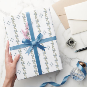 Papier Cadeau Flore de piste bleu/vert - Aquarelle élégante