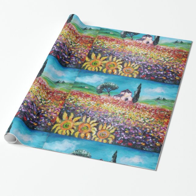 Papier Cadeau FLORE EN TOSCANE/ Champs, Pépites et tournesols (Déroulé)