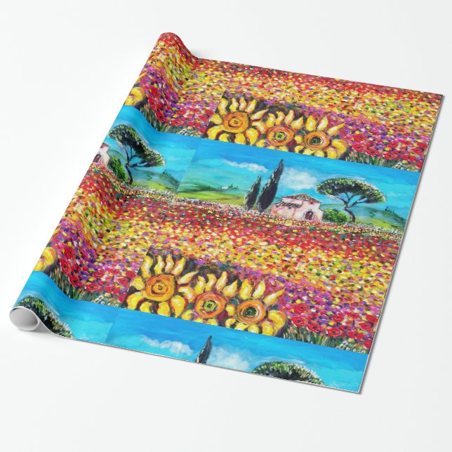 Papier Cadeau FLORE EN TOSCANE/ Champs, Pépites et tournesols (Déroulé)