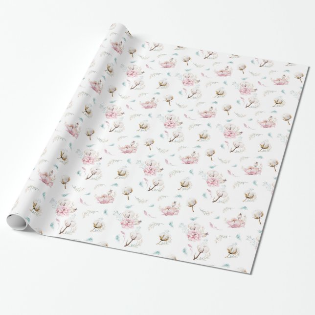 Papier Cadeau Flore et coton délicieux (Déroulé)