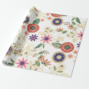 Papier Cadeau Flore folklorique branchée Flore originale Design 