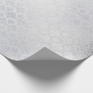 Papier Cadeau Flore monochromatique argentée Gris Royal Damask