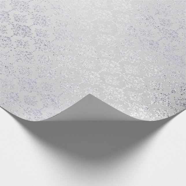 Papier Cadeau Flore monochromatique argentée Gris Royal Damask (Coin)