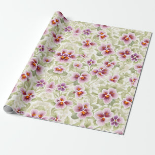 Papier Cadeau Flore Motif Pansy Fleurs