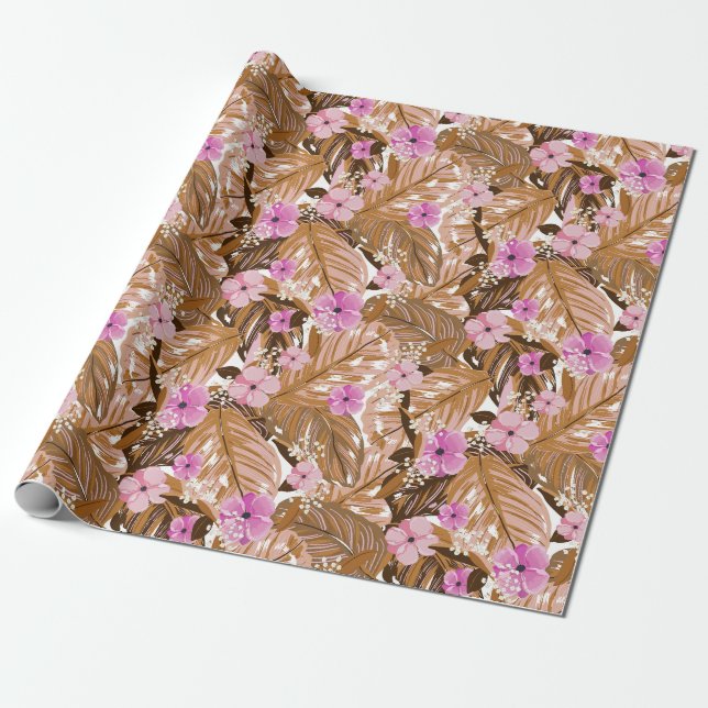 Papier Cadeau Flore tropicale et Feuille (Déroulé)