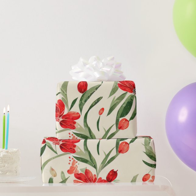 Papier Cadeau Flores de Noël (Cadeaux de fête)