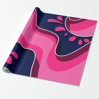 Papier Cadeau Flowing Pink Waves on a Navy Blue Background