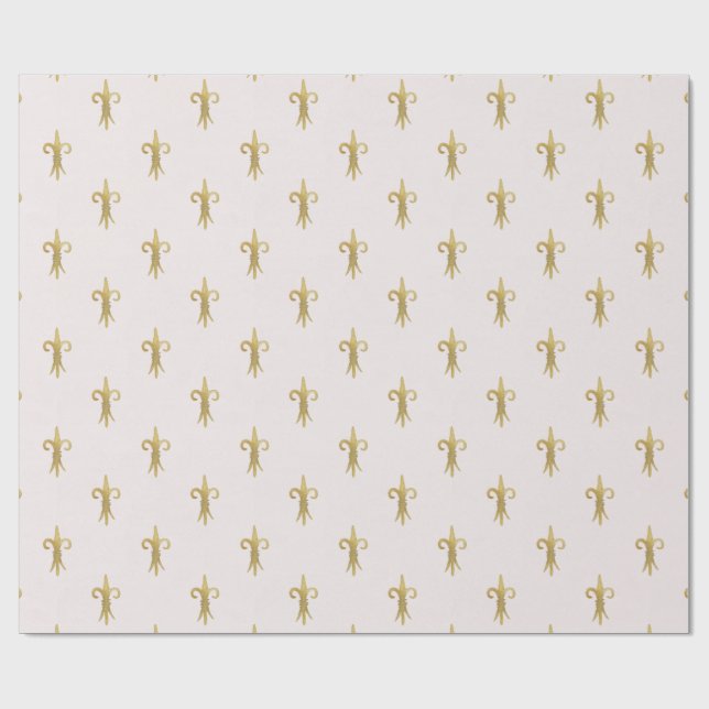 Papier Cadeau Fluer De Lis Rose Clair Français (Plat)