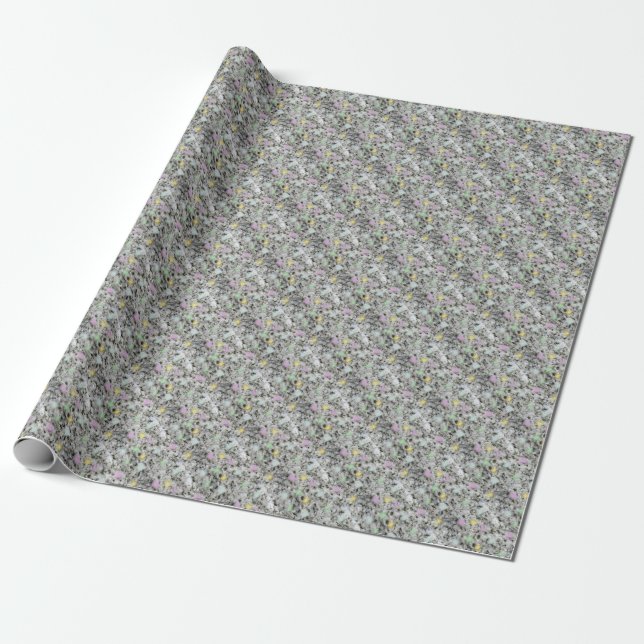 Papier Cadeau Fluffy Pastel Black and White Rock Texture (Déroulé)