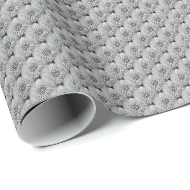 Papier Cadeau Fluffy White Dandelions Motif de la nature (Coin rond)