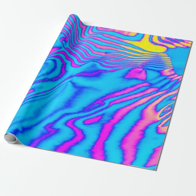 Papier Cadeau fluorescence psychédélique couleur néon Abstraite (Déroulé)