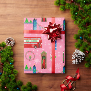 Papier Cadeau Fond de motif rose de Noël à Londres