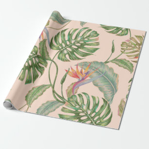 Papier Cadeau Fond de motif tropical vintage Floral