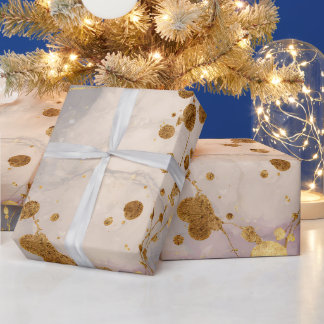 Papier Cadeau Fond d'éclaboussure d'encre Rose Gold