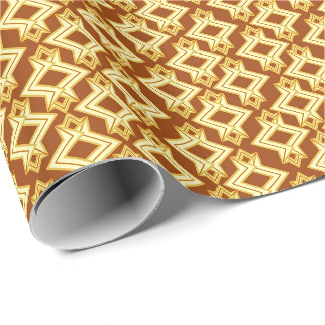 Papier Cadeau Fond d'écran Art Déco Motif, Brown doré (Coin rond)