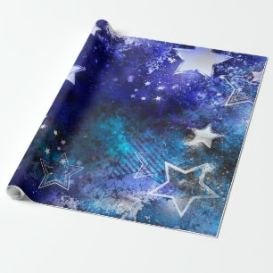 Papier Cadeau Fond spatial avec étoiles