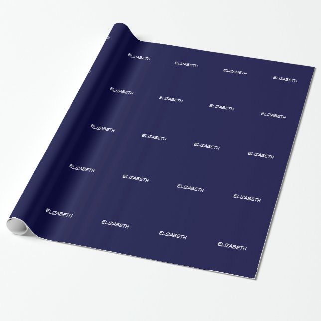 Papier Cadeau Fond uni DIY BG, monogramme du nom - Bleu marine (Déroulé)