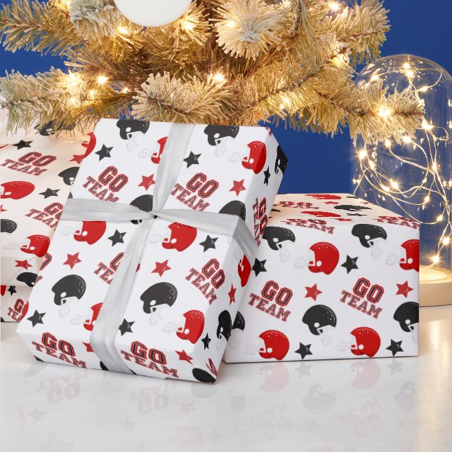Papier Cadeau Football américain Motifs rouges et noirs (Vacances)