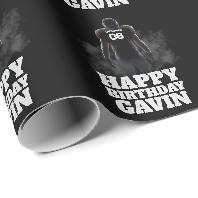Papier Cadeau Football Anniversaire personnalisé (Coin rond)