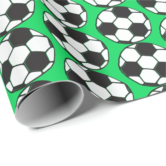 Papier Cadeau Football de football à motif fête d'anniversaire (Coin rond)