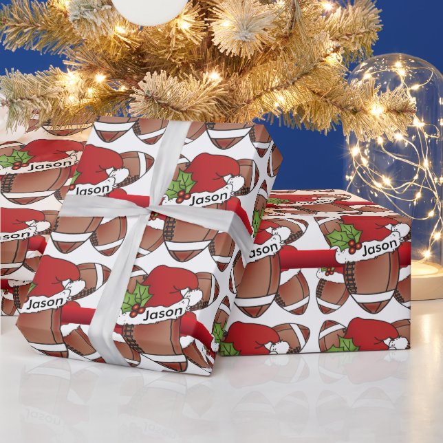 Papier Cadeau Football de Noël de Santa Hat | Nom do-it-yourself (Vacances)