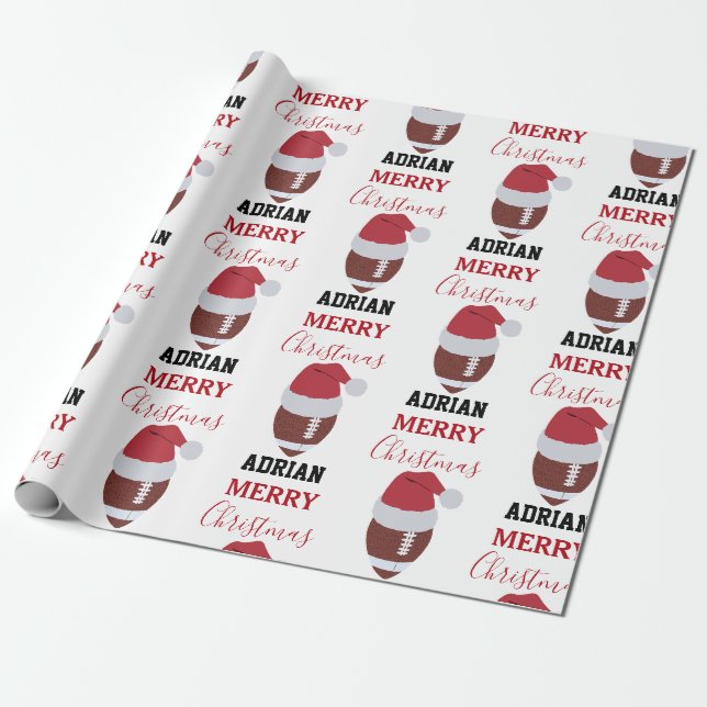 Papier Cadeau Football de Noël Gridiron Ball Nom personnalisé (Déroulé)