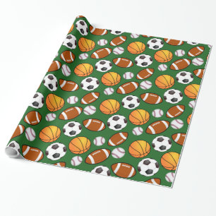 Papier Cadeau Football Football baseball baseball thème sportif