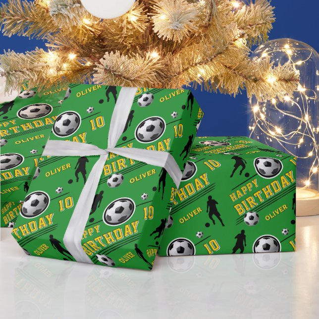 Papier Cadeau Football moderne Joueur de balle de football Anniv (Vacances)