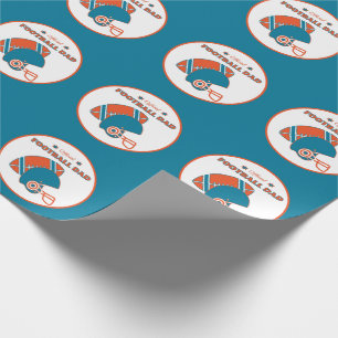 Papier Cadeau Football papa sportifs amateurs orange bleu vintag