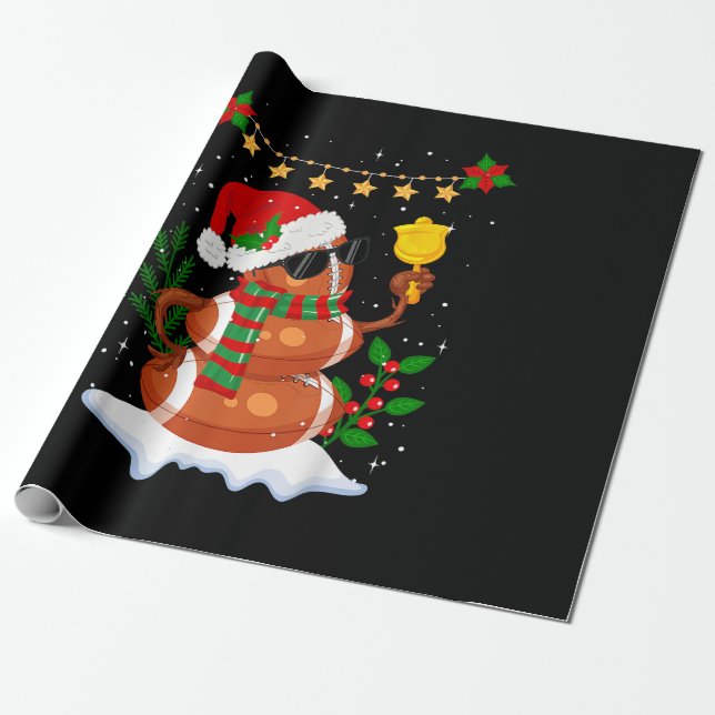 Papier Cadeau Football Snowman Santa Hat Joyeux Noël (Déroulé)