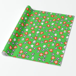Papier Cadeau Footballs, Chemises rouges, & Fans