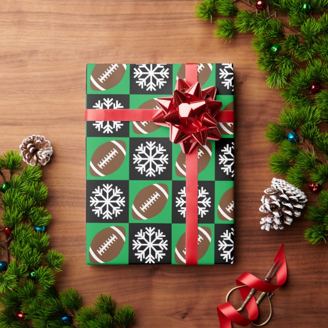Papier Cadeau Footballs et Snowflics Fun Football Noël (Cadeau de vacances)