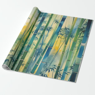 Papier Cadeau Forêt de bambou dense au coucher du soleil