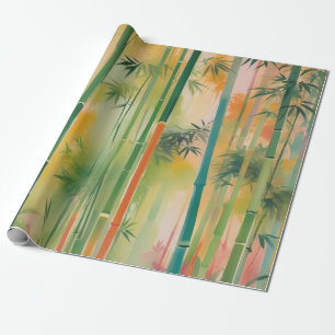 Papier Cadeau Forêt de bambou dense au coucher du soleil