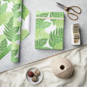Papier Cadeau Forêt de bois verts fougères forestières
