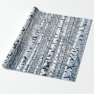 Papier Cadeau Forêt de bouleaux d'hiver