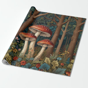 Papier Cadeau Forêt de champignons rétro