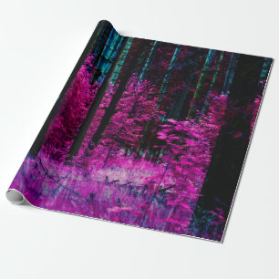 Papier Cadeau Forêt de imaginaire mystique avec feuilles d'arbr