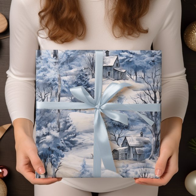 Papier Cadeau Forêt d'hiver et Noël de la grange (Créateur téléchargé)