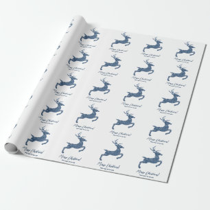 Papier Cadeau Forme De Cerf En Parties scintillant Bleu Faux Reg