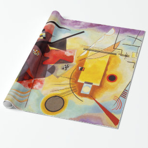 Papier Cadeau Formes d'art Abstrait Kandinsky Bleu Rouge Jaune
