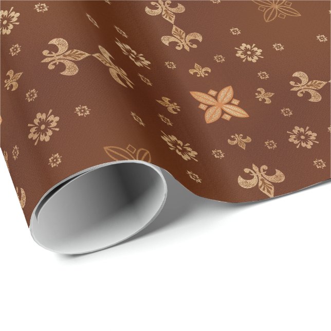 Papier Cadeau Formes de fantaisie sur le brun (Coin rond)